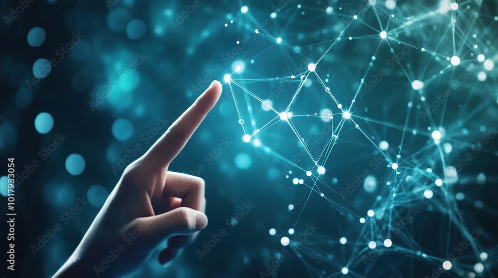 Aufkleber touching digital network with light points