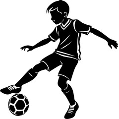 Naklejka premium boy kick soccer silhouette vector