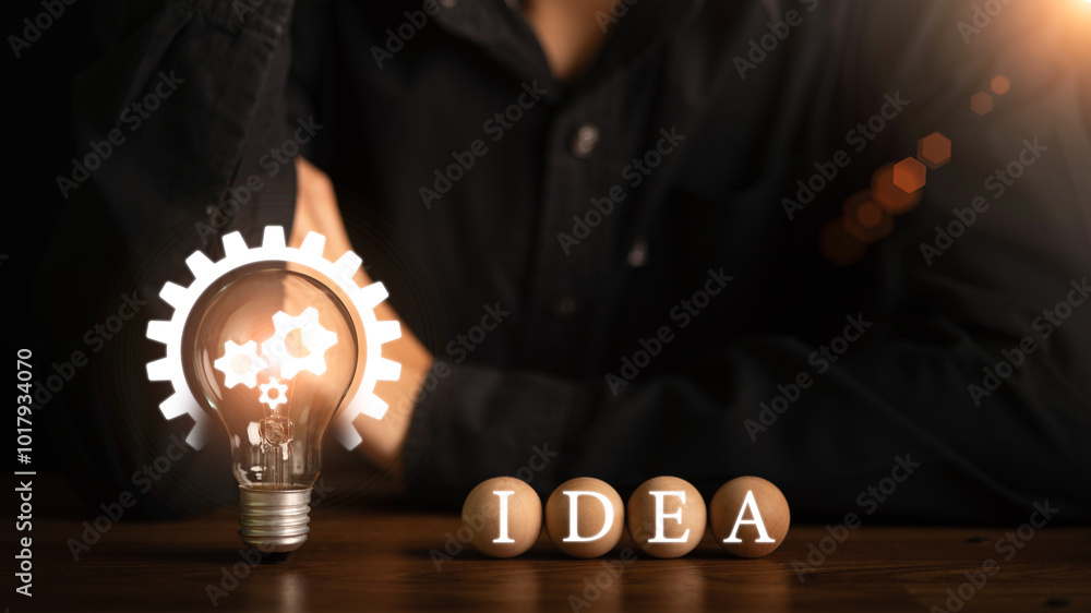 Poster concept with innovation and inspiration, innovative technology in science concept and modern busines