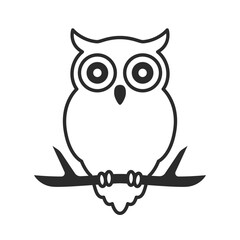 Owl line icon. Owl on tree vector illustration.