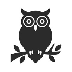 Fototapeta premium Owl icon. Owl on tree vector illustration.