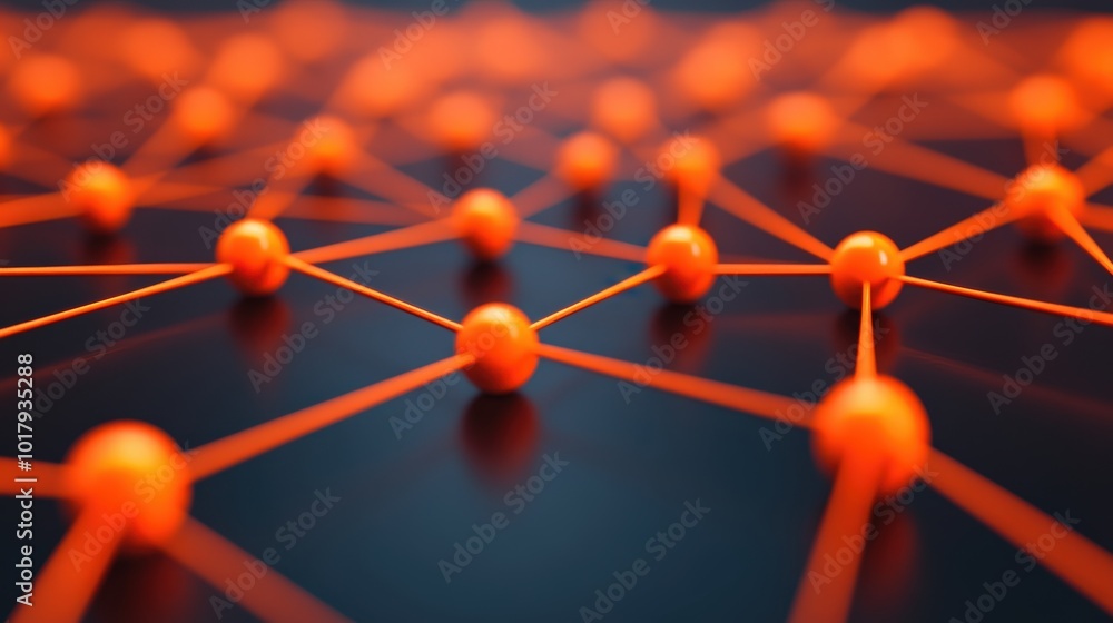 Poster this abstract image features orange nodes connected by lines, symbolizing networks and connections i