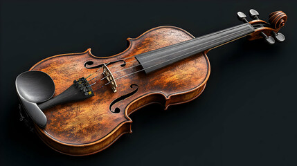 Fototapeta premium Vintage Violin on Black Background.