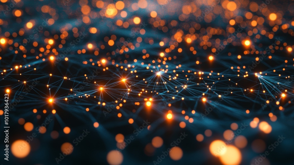 Poster abstract network connection with glowing points and lines