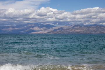 Ionic sea and Albanian mountains, Corfu, Greece