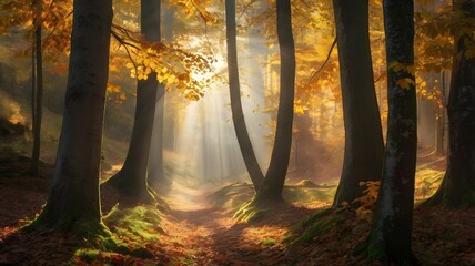 Fototapeta premium Golden Autumn Nature Path