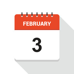 Fototapeta premium February 3 Calendar Date Icon