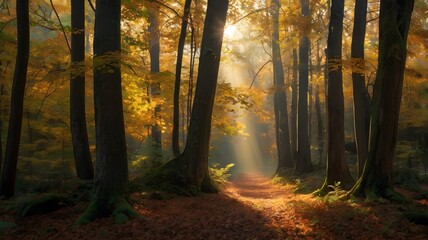 Fototapeta premium Golden Forest Walkway