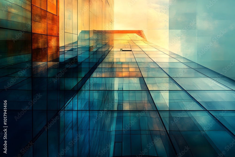 Aufkleber striking modern architecture of a high rise office building with abstract background
