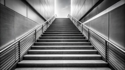 Fototapeta premium Abstract architectural background of black and white stairs going down