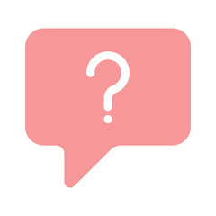 A question mark inside a speech bubble symbolizing a query