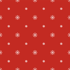Minimalist Christmas Pattern with Snowflakes on Red Background