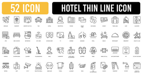Hotel icon thin line set