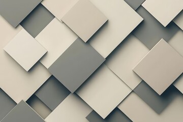 Obraz premium Simple overlapping squares in neutral tones, minimalist, modern wallpaper, seamless and sleek