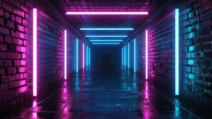 Fototapeta premium Neon Lights Corridor