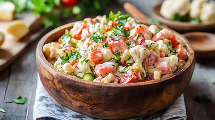 Fresh Cauliflower Salad with Creamy Dressing.