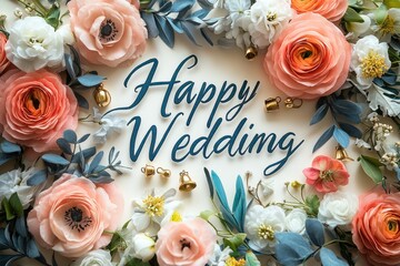 Happy Wedding Floral Arrangement