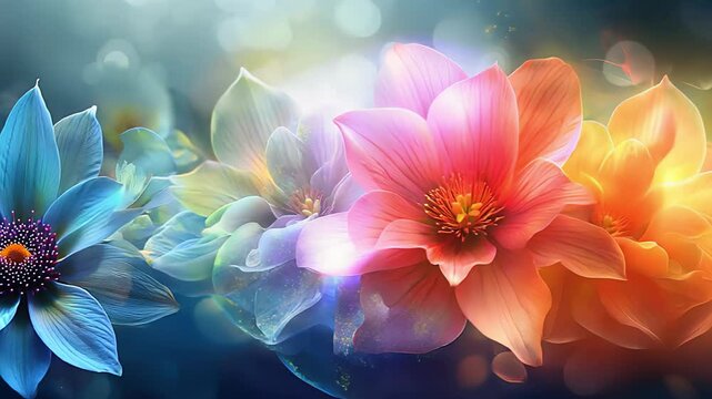 Beautiful abstract colorful flower design. Created with generative AI.