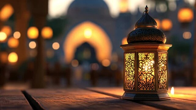 Beautiful shiny mosque and ramadan islamic culture icon