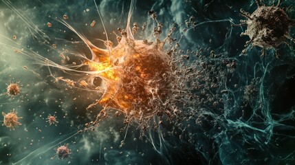 Virus cells, Macro view, 3D illustration