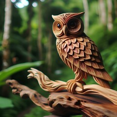 Statua di legno di un gufo