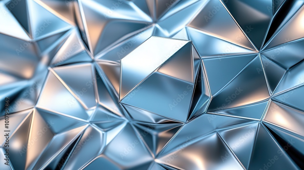 Poster a captivating abstract background featuring metallic pyramids with reflective surfaces, creating dep