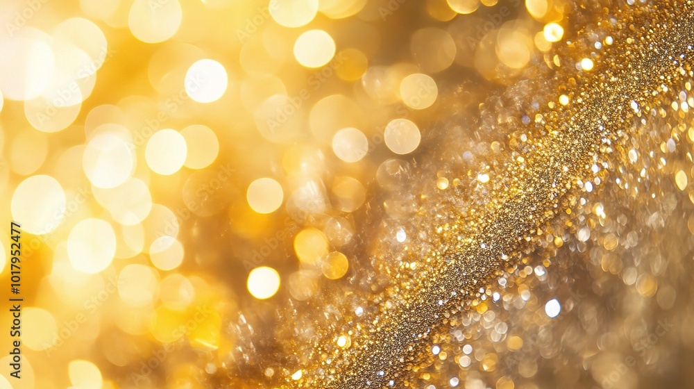 Poster golden bokeh background with a sparkling effect
