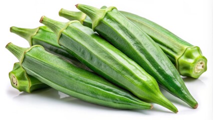 Fototapeta premium Fresh Green Okra PNG featuring a transparent background, ideal for culinary uses and design projects, adding a touch of freshness and color to your