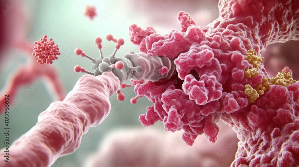 Fototapete Understanding Cellular Interaction The Intricate World of Microbes and Cellular Structures