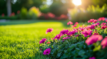 Obraz premium Pink Flowers in a Sunny Garden.