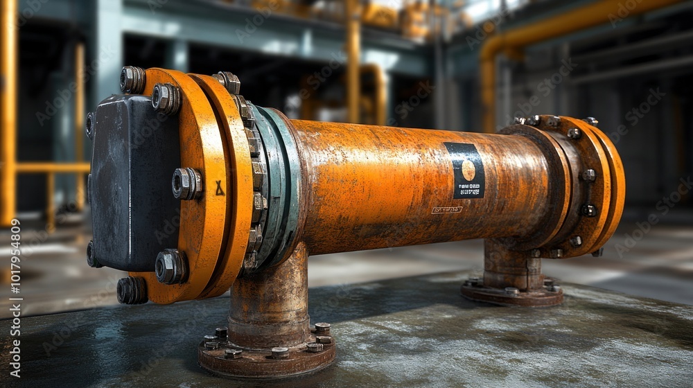 Aufkleber industrial pipeline structure a detailed view of rusty equipment in a manufacturing environment