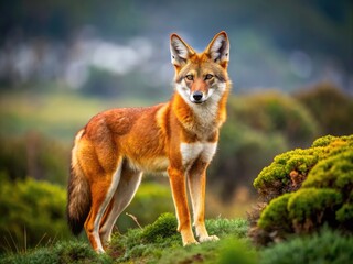 Majestic Ethiopian Wolf in Natural Habitat Showcasing Unique Features and Endangered Status in Africa