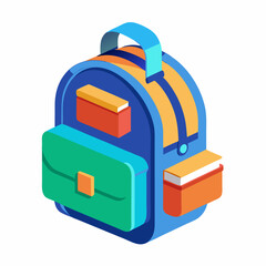 3D Backpack with School Supplies on White Background - Educational EPS Design