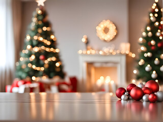 Blurred view of beautiful room with Christmas decorations