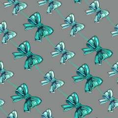 Seamless Pattern with Decorative Bows in Multiple Colors. Colorful Bow Ribbon Pattern for Gift Wrapping and Decoration