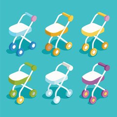 3D Baby Walker Icon on White Background - Playful EPS Design