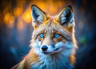 Fototapeta premium Majestic Fox with Striking Blue Eyes Captured in Nature's Splendor, Showcasing Wild Beauty and Grace