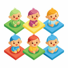 Playful 3D Baby on Playmat - Clean White Background EPS Design