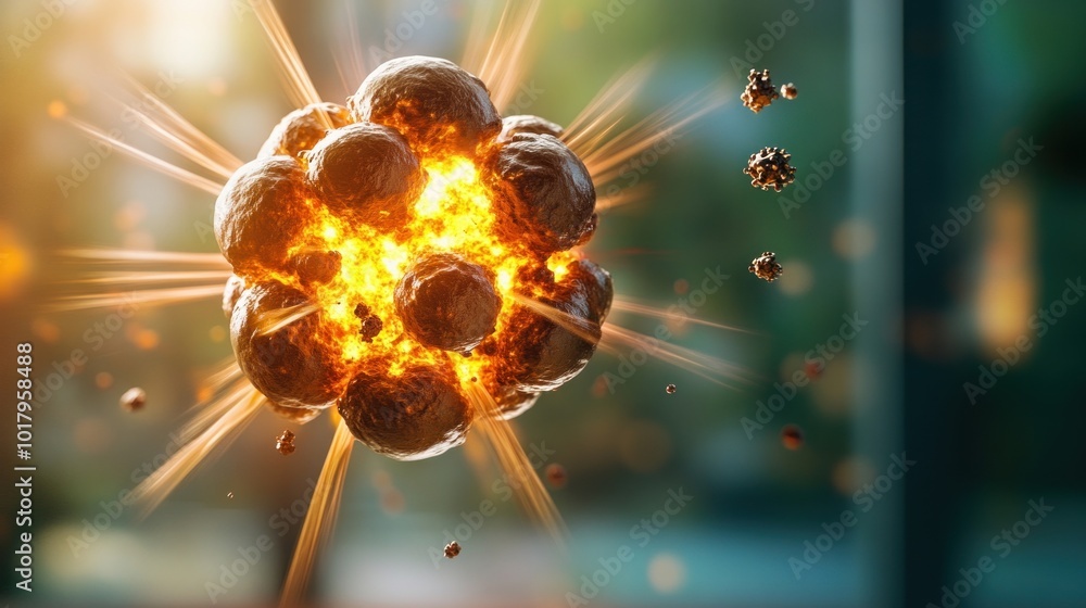 Poster explosive energy a visual representation of nuclear fission and its power