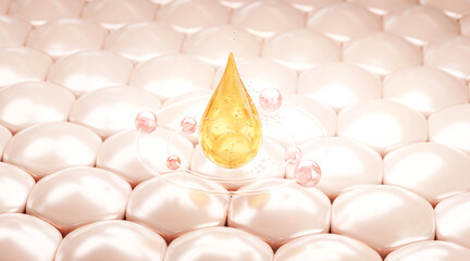 3D Collagen Skin Serum and Vitamin illustration isolated on soft color background. concept skin...