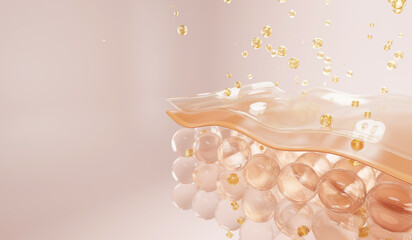 3D Collagen Skin Serum and Vitamin illustration isolated on soft color background. concept skin care cosmetics solution. 3d rendering.	