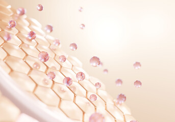 3D Collagen Skin Serum and Vitamin illustration isolated on soft color background. concept skin care cosmetics solution. 3d rendering.	