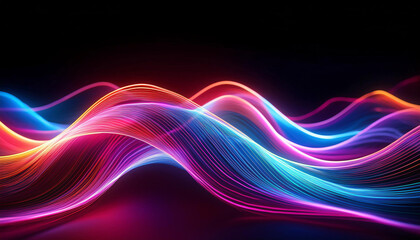 Fototapeta premium Neon Waves on a Dark Background with Vibrant Glow