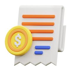 3d  bill receipt icon. Perfect for financial reports, business presentations, money concepts