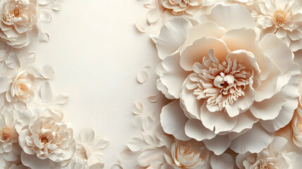 Elegant Floral Background with Cream Colored Roses.