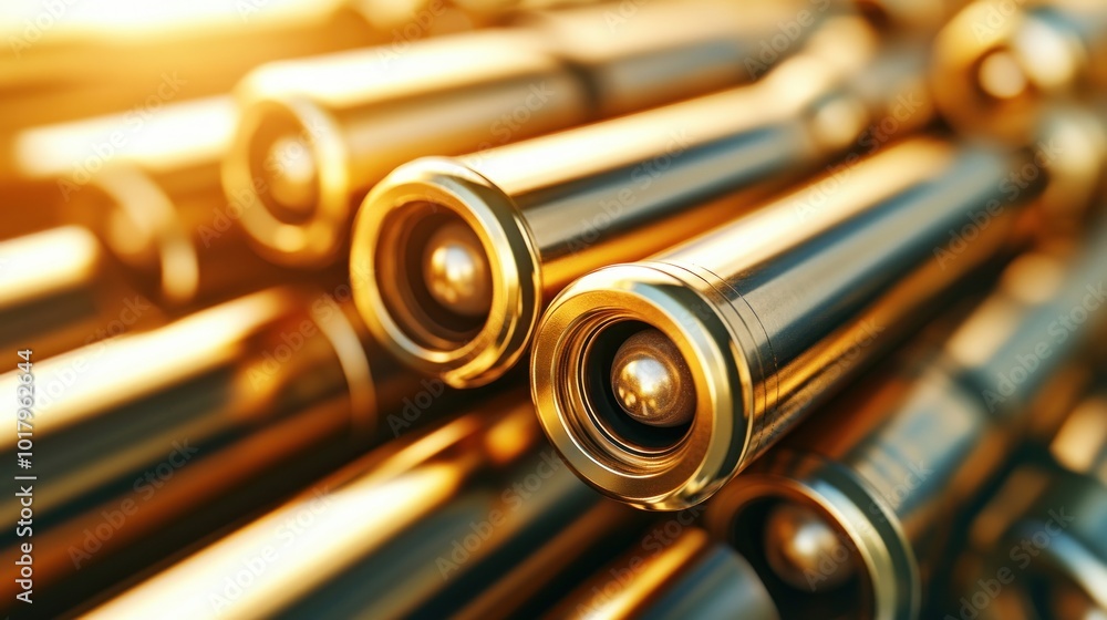 Poster shiny metallic tubes the allure of precision engineering and adornment