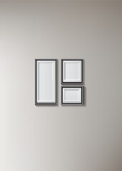 Wooden frame on gray background for decoration