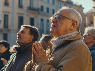 People Praying Joyfully in Rome