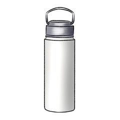 White Stainless steel bottle illustration on transparent background