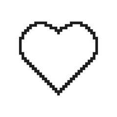 Fototapeta premium Heart Pixelated Icon. Pixel Art Depiction of Love and Affection. Symbol of Care and Passion. Isolated Vector Illustration